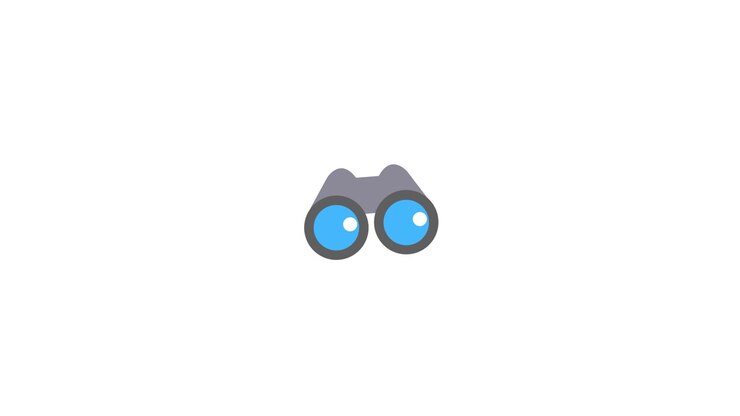 Animated Binoculars Icon Zooming In and Out on White Background