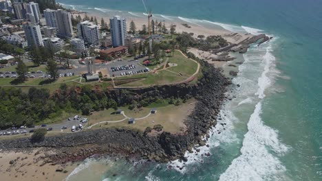 Captain-Cook-Memorial-and-Lighthouse-At-Point-Danger-Headland---Duranbah-Beach-Near-Snapper-Rocks-In-Australia