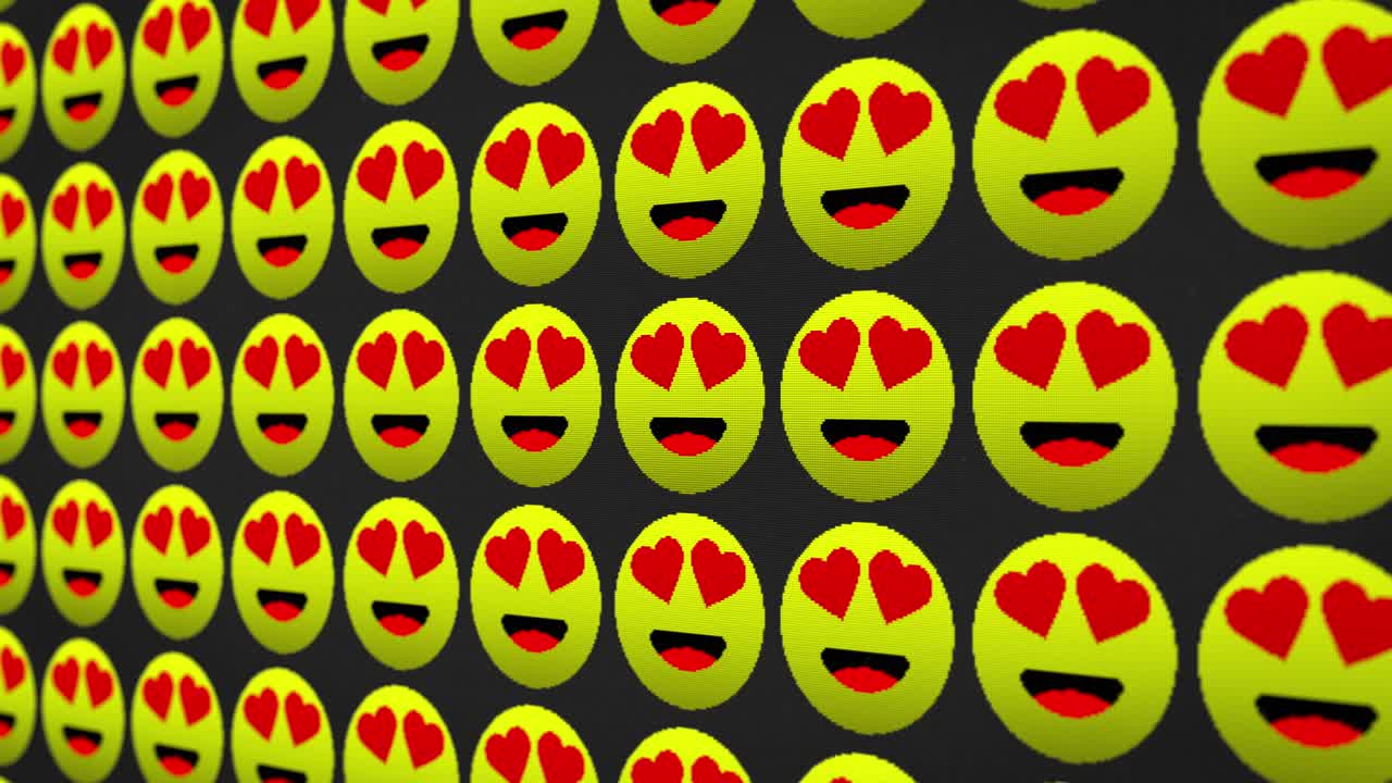encantadores íconos de sonrisa feliz pantalla en movimiento de píxeles fondo animado