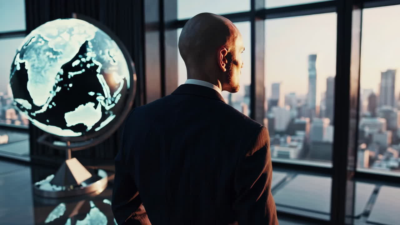 Uomo d'affari con una visione globale