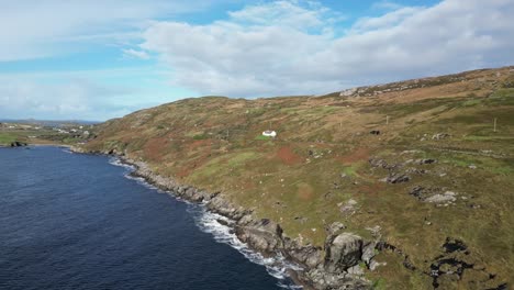 landscape of connemara in western ireland - drone shot