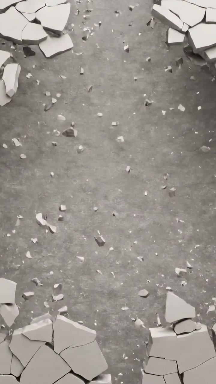 Vertical video: Drywall cracking from impact opening jagged hole shedding shards falling for repair