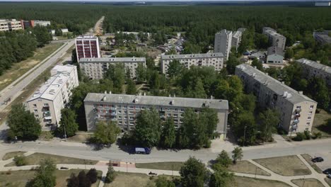 soviet residential area aerial with prefabricated houses in latgale latvia