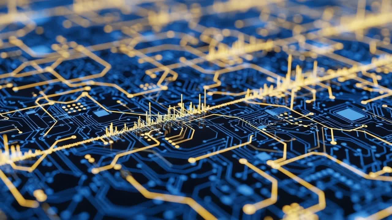 Exploring the Intricate Patterns of Circuit Boards: A Close-Up View of Electronic Connections and Signals in Digital Technology
