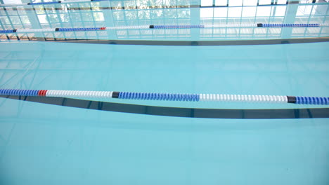 empty swimming pool with lane dividers, ready for competitive swimming events, copy space