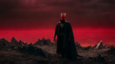 rey de la fantasía oscura en un planeta rojo