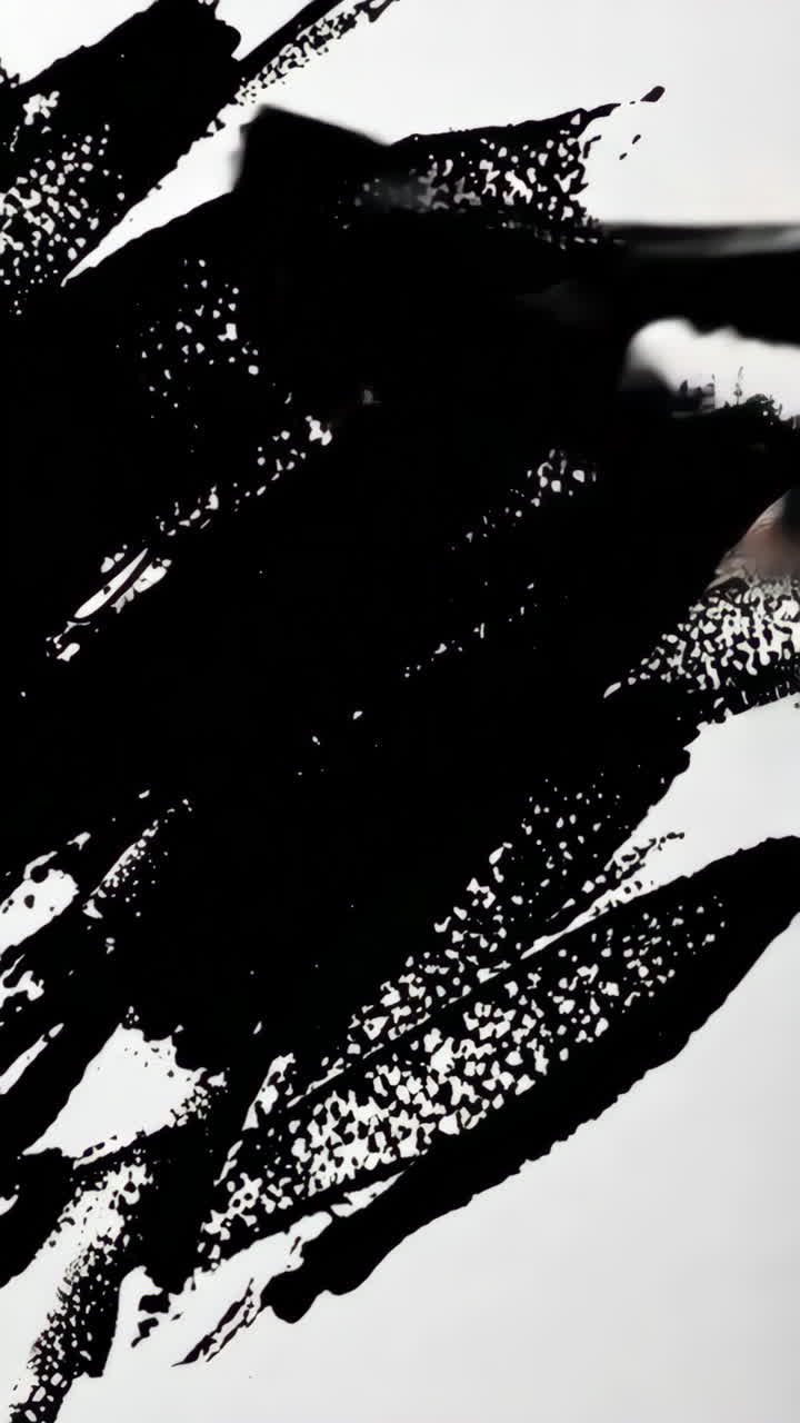 Black Paint Strokes on White Canvas