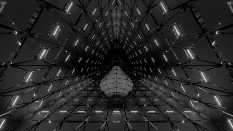 Greyscale-clip-of-heart-shape-form-shining-the-way-forward-in-broken-glass-reflecting-surface-architecture,-rendered-3d-graphic-animation