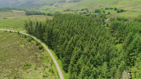 Glencree-Irlanda-Tierras-De-Cultivo-Y-Camino-De-Montaña-Con-Vistas-Al-Hermoso-Valle-Verde-Detrás