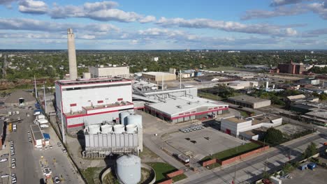 detroit garbage incinerator plant building, aerial drone view