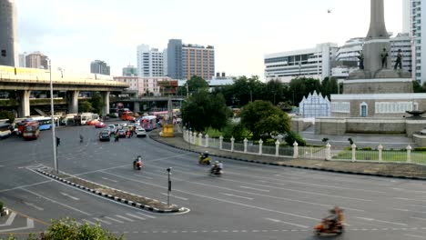 traffic at victory monument in bangkok, thailand.