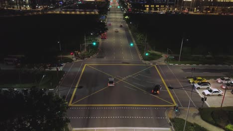 night city intersection aerial view