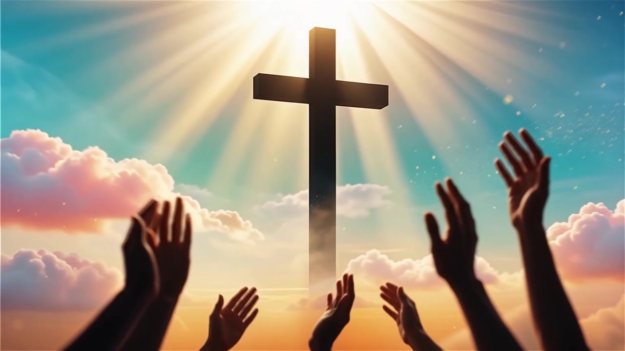 Christian Cross Heavenly Light Worship Background