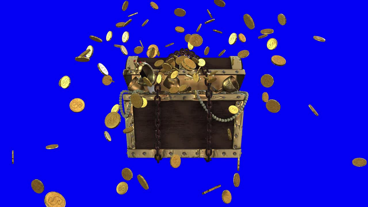 Falling Gold Coins into a Treasure Chest