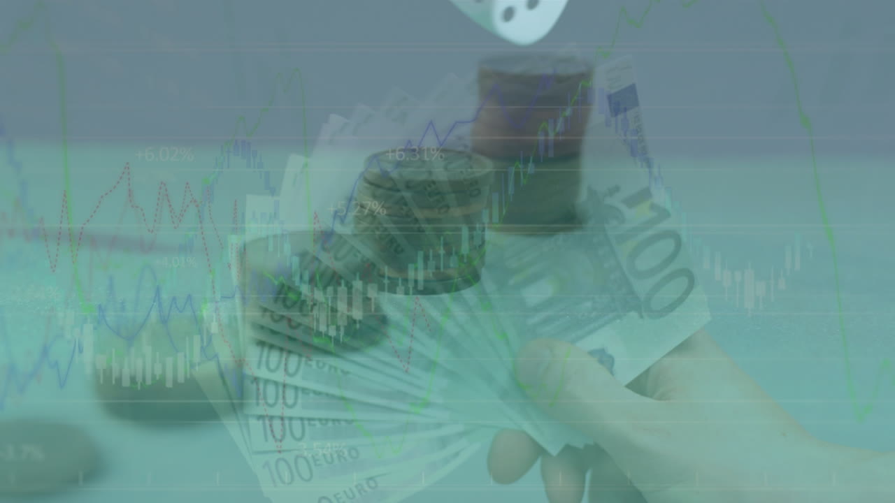 달러 지폐 위에 있는 큐브의 애니메이션