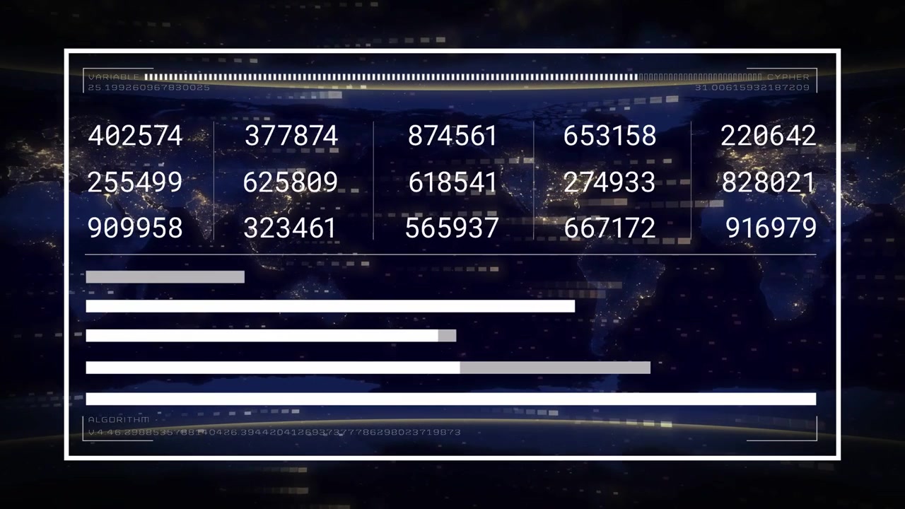 HUD con dati centrati che si aggiorna dopo un impulso dello scanner, con griglie numeriche che si spostano e barre che aggregano le metriche.