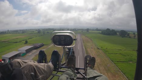 pov hyperlapse from cockpit of ultralight plane taking off