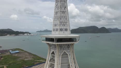 aerial ascends maha tower in kuah on malaysia island of langkawi