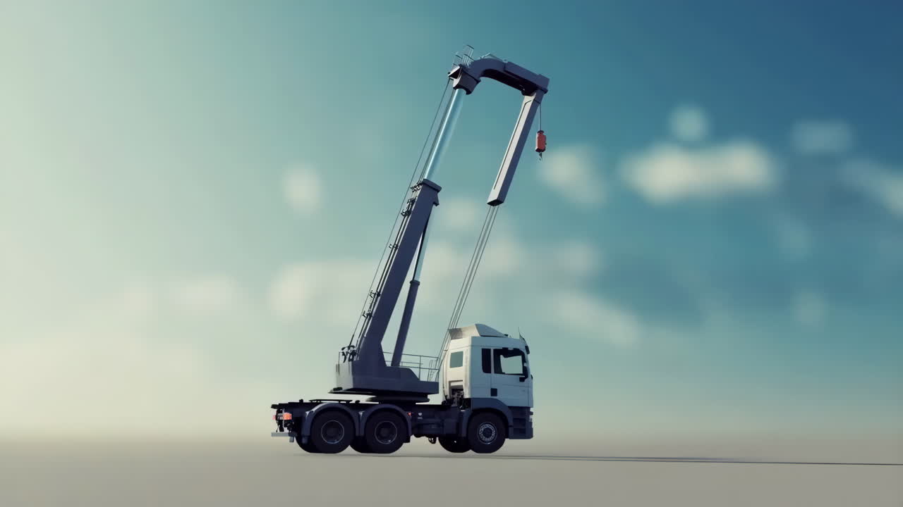 Container Handler Truck Against a Sky Background