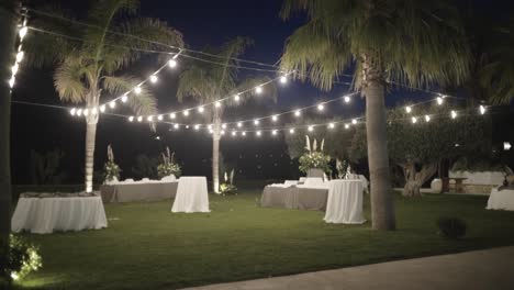 elegant outdoor night wedding reception