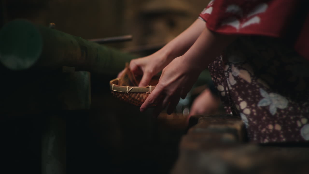 Hands with Basket by Stream