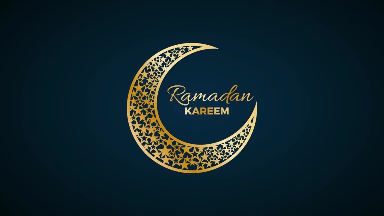 fondo para ramadan kareem con luna y texto. ilustración animada en azul
