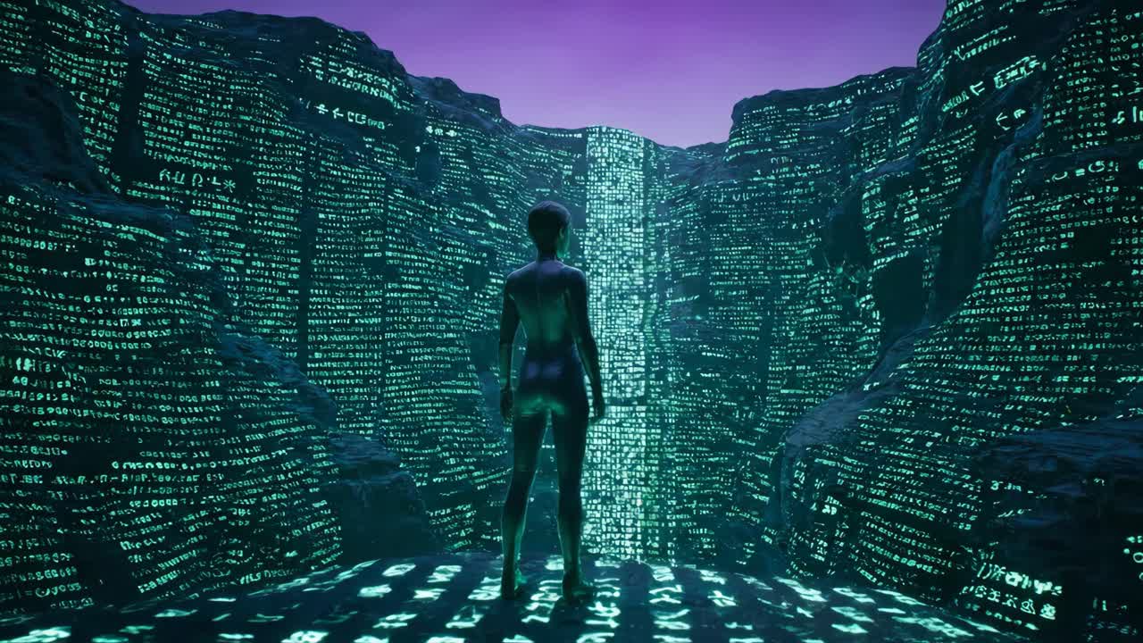 Futuristic Woman in Cyberpunk Landscape