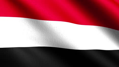 seamless loop 4k vdo. yemen national flag blowing in the wind isolated. official patriotic abstract design. 3d rendering illustration of waving sign symbol.