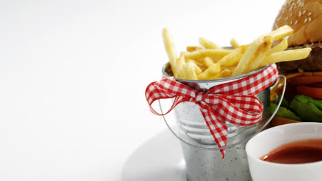 snacks with ketchup in plate