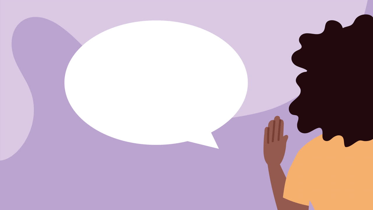 아프로 여성 말하는 캐릭터 애니메이션