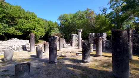 ancient colonnade: exploring the stone columns and mosaic basement of a roman villa in butrint archeological site, albania