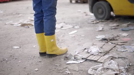 Unloading-Of-Waste-Paper-In-A-Warehouse-Electric-Car