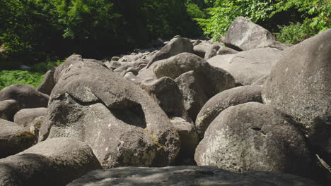 felsenmeer in odenwald sea of rocks wood nature landscape tourism on a sunny day close up steady shot