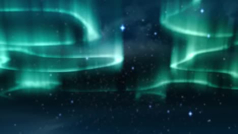 animación de la aurora boreal que brilla en azul sobre las estrellas en el cielo nocturno