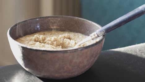 Hot-Porridge-In-The-Morning---Closeup-Shot