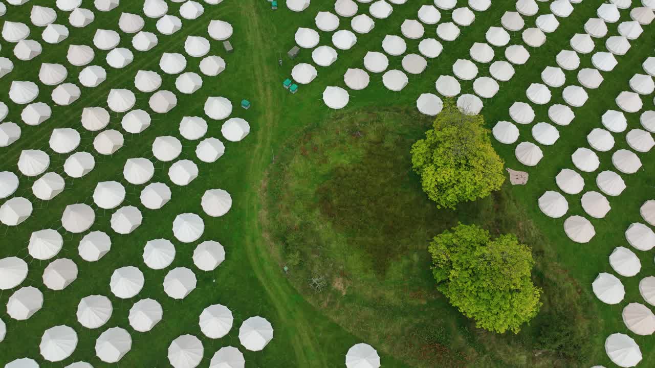 Aerial view of clamping tents at rock music festival Ireland Epic Locations summer festivals