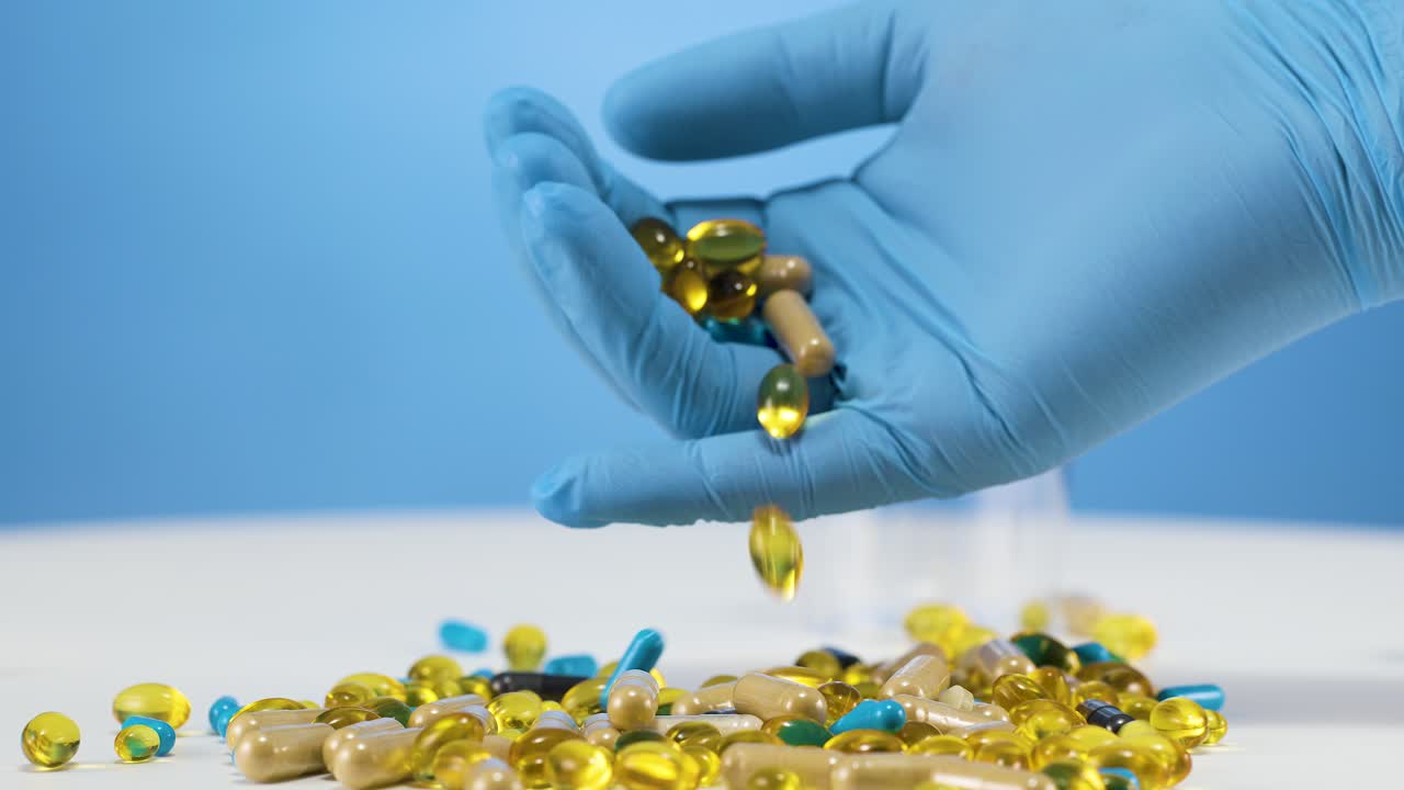 A lot of medical pills and antibiotics, concept of heavy illness, cancer