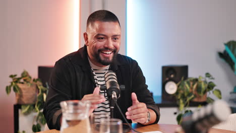 podcast interview in studio