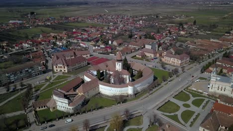 Aerial-View-Of-Prejmer-Fortified-Church-And-Prejmer-Commune-In-Brasov-County,-Transylvania,-Romania