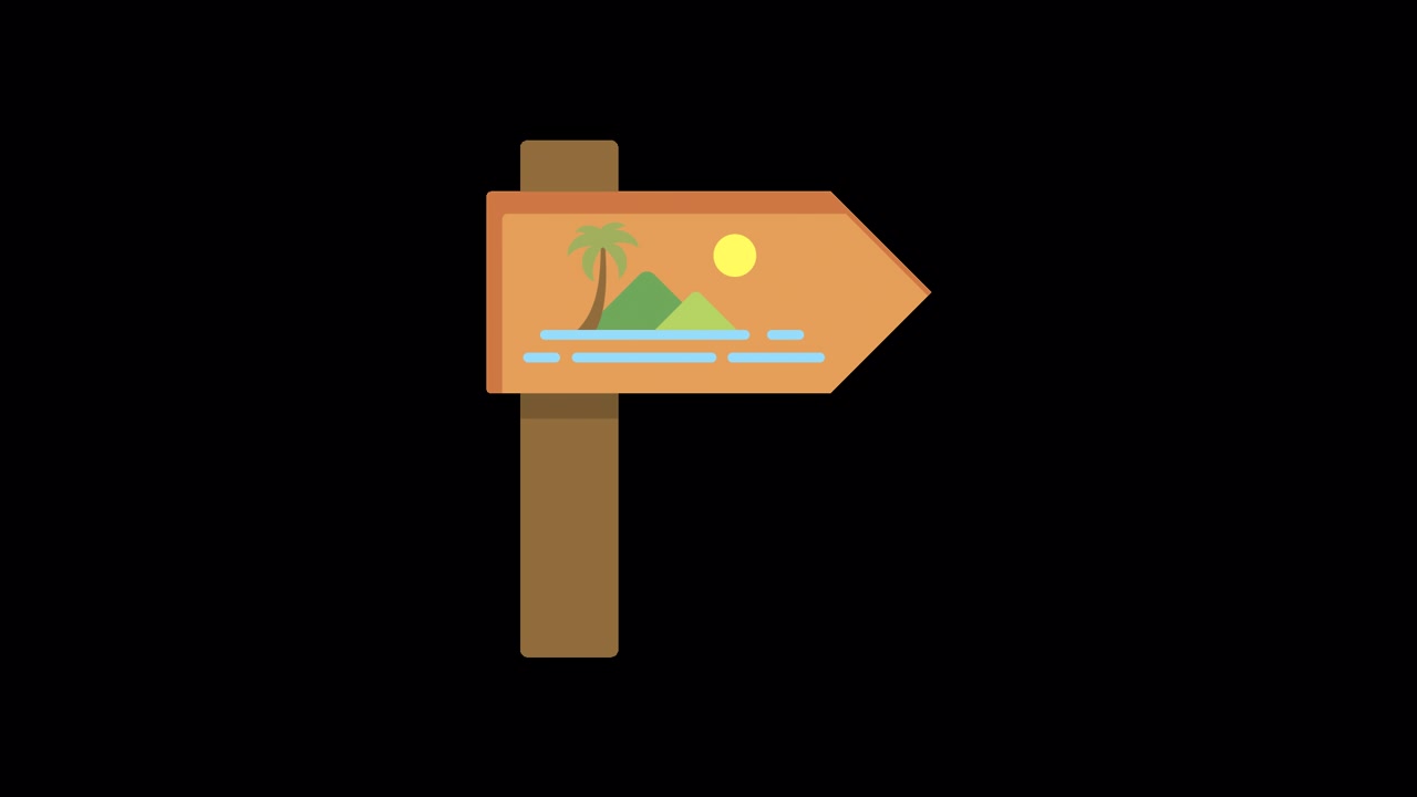 Animated Signpost with Tropical Island Destination