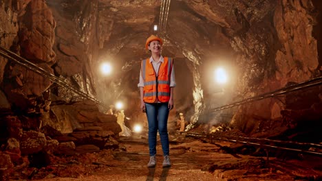 miner in a mine tunnel