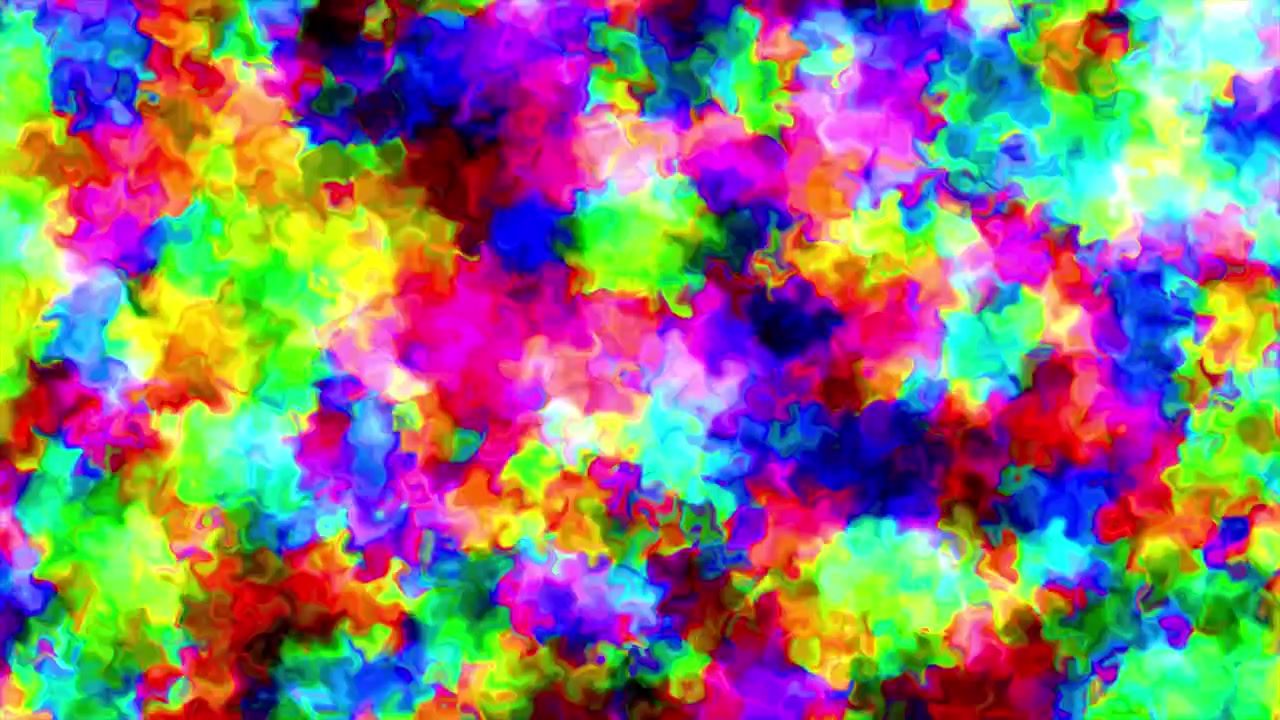 Sfumature liquide psichedeliche con pattern 3D, con linee astratte e forme dinamiche che si fondono in texture di tonalità di vernice vibranti arcobaleno verde, blu e rosso, effetti visivi digitali e motion graphics