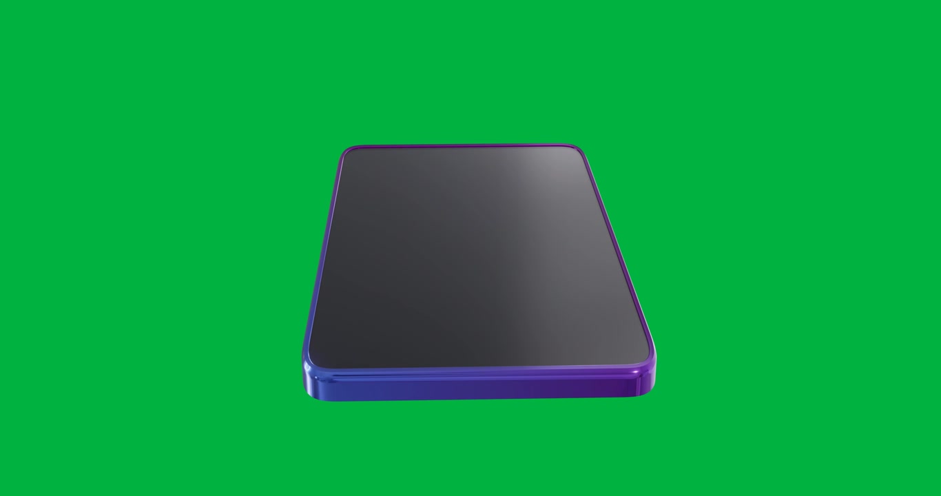 Animation of purple credit card spinning on transparent background