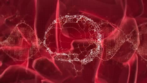 animación de cerebro humano en 3d y hilos de adn girando