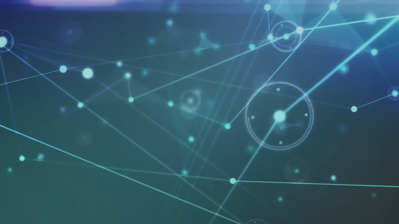 animación de una red de conexiones con puntos brillantes sobre un fondo oscuro