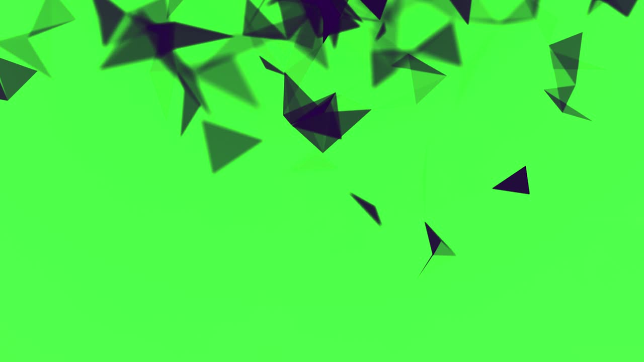 triángulos abstractos que caen en la pantalla verde