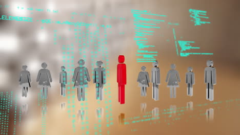 animación del procesamiento de datos e iconos sobre el almacén
