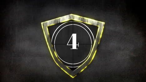 animation of countdown and shield on gray background