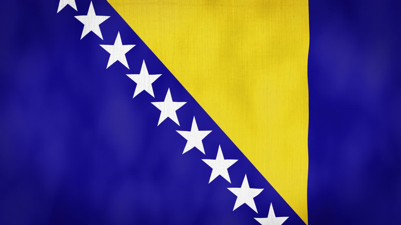 bucle, textura de tela de aspecto real y animación ondulada de la bandera de bosnia y herzegovina