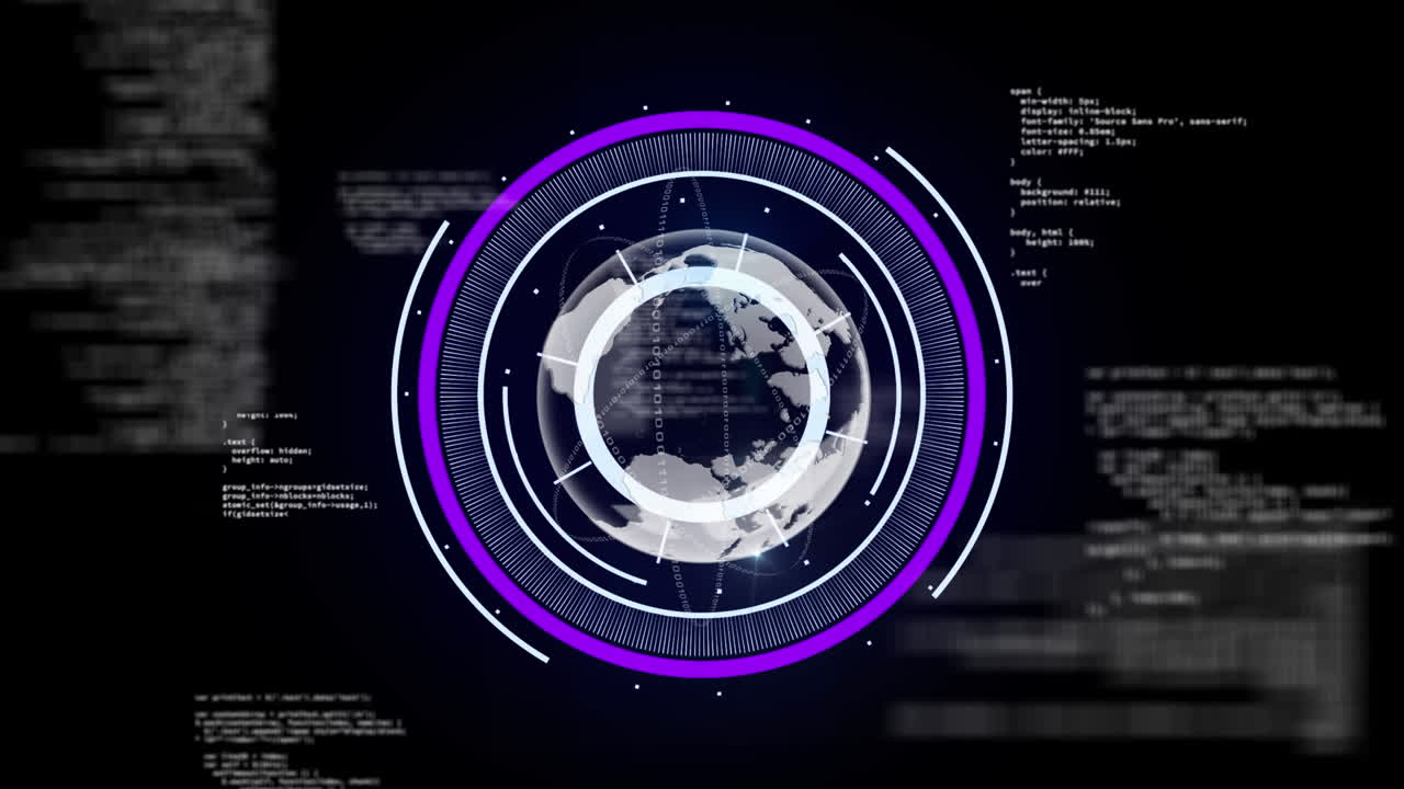 animación de escaneo de alcance y procesamiento de datos en todo el mundo